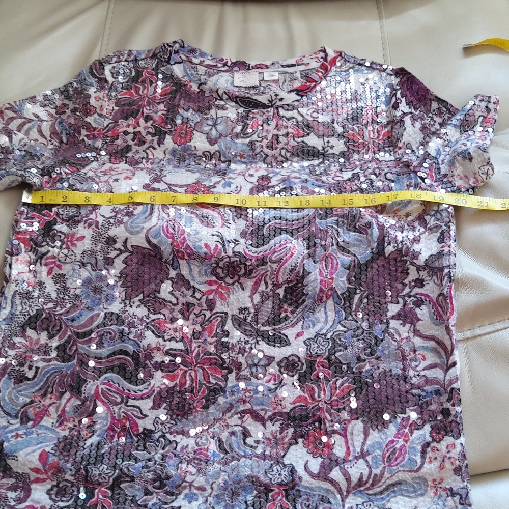 Anthropologie Postmark Floral Ssequin top - Picture 9 of 10